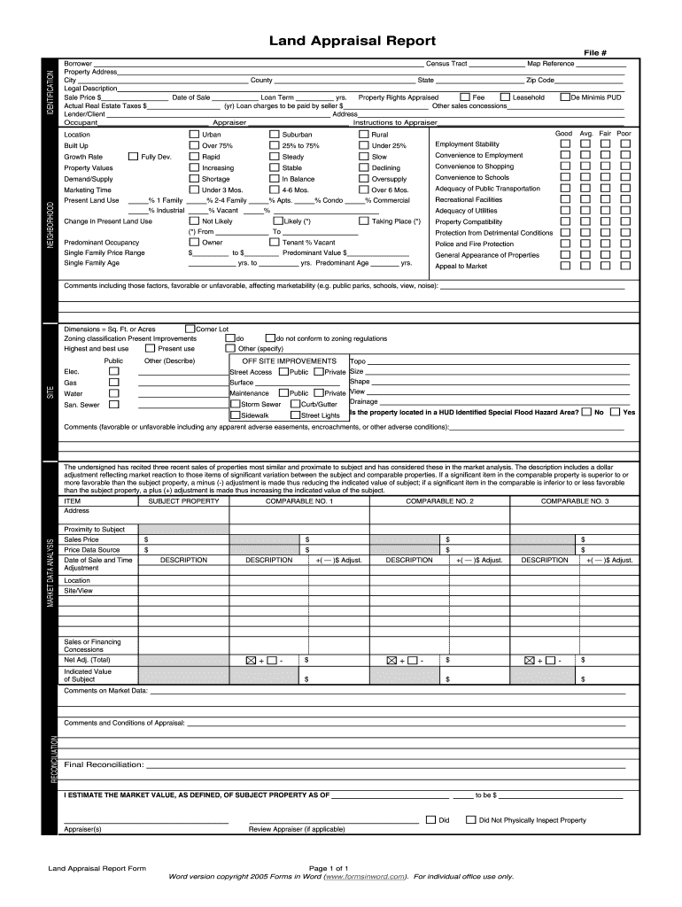 Appraisal Document Fill Online Printable Fillable Blank PdfFiller