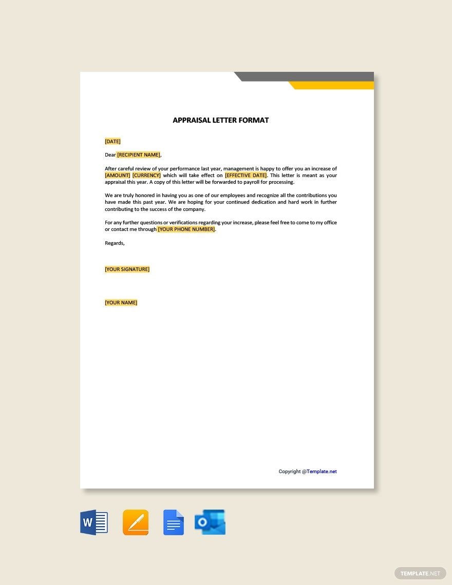 Appraisal Letter Format Template In Google Docs Google Docs Pages Word Outlook PDF Download Template