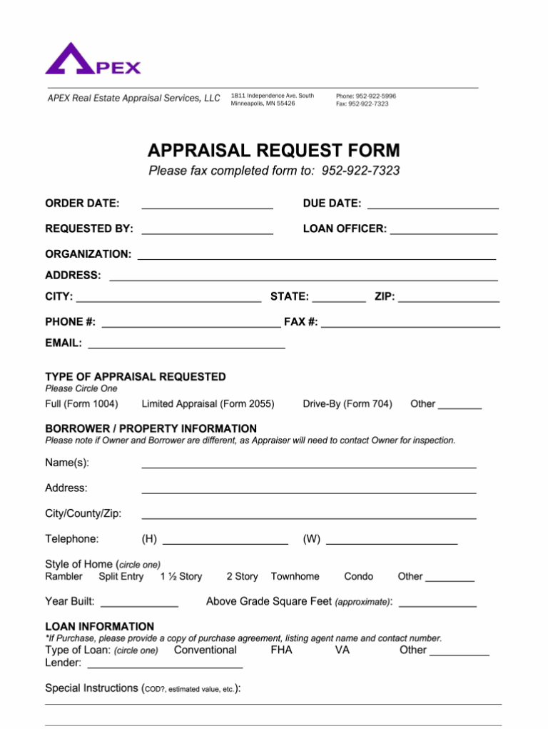 Appraisal Request Form Fill Out Sign Online DocHub