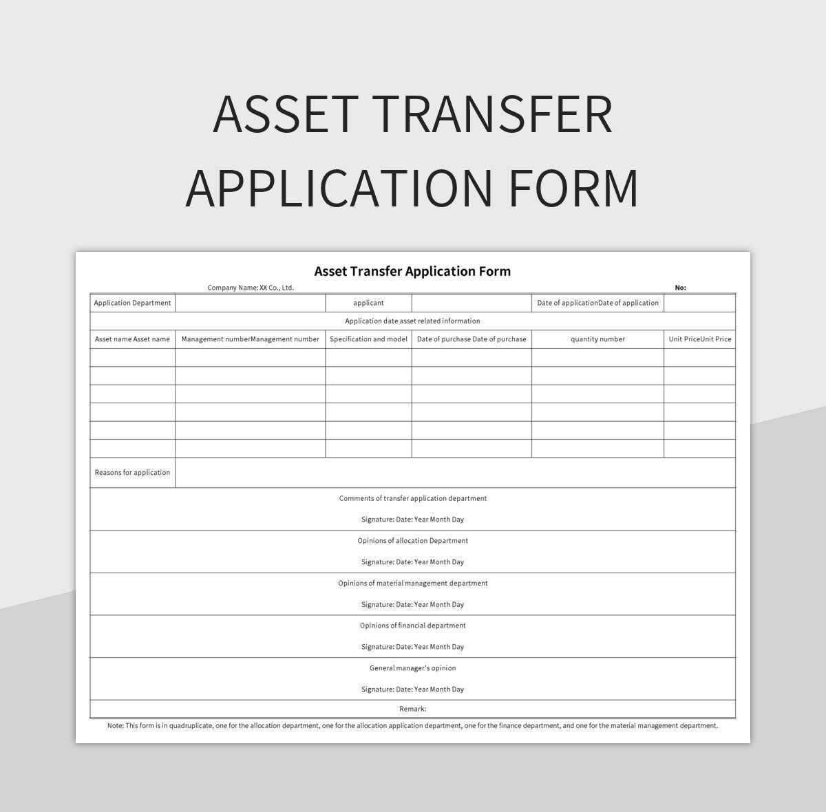 Asset Transfer Application Form Excel Template And Google Sheets File For Free Download Slidesdocs Asset Transfer Application Form Excel Template And Google Sheets File For Free Download Slidesdocs