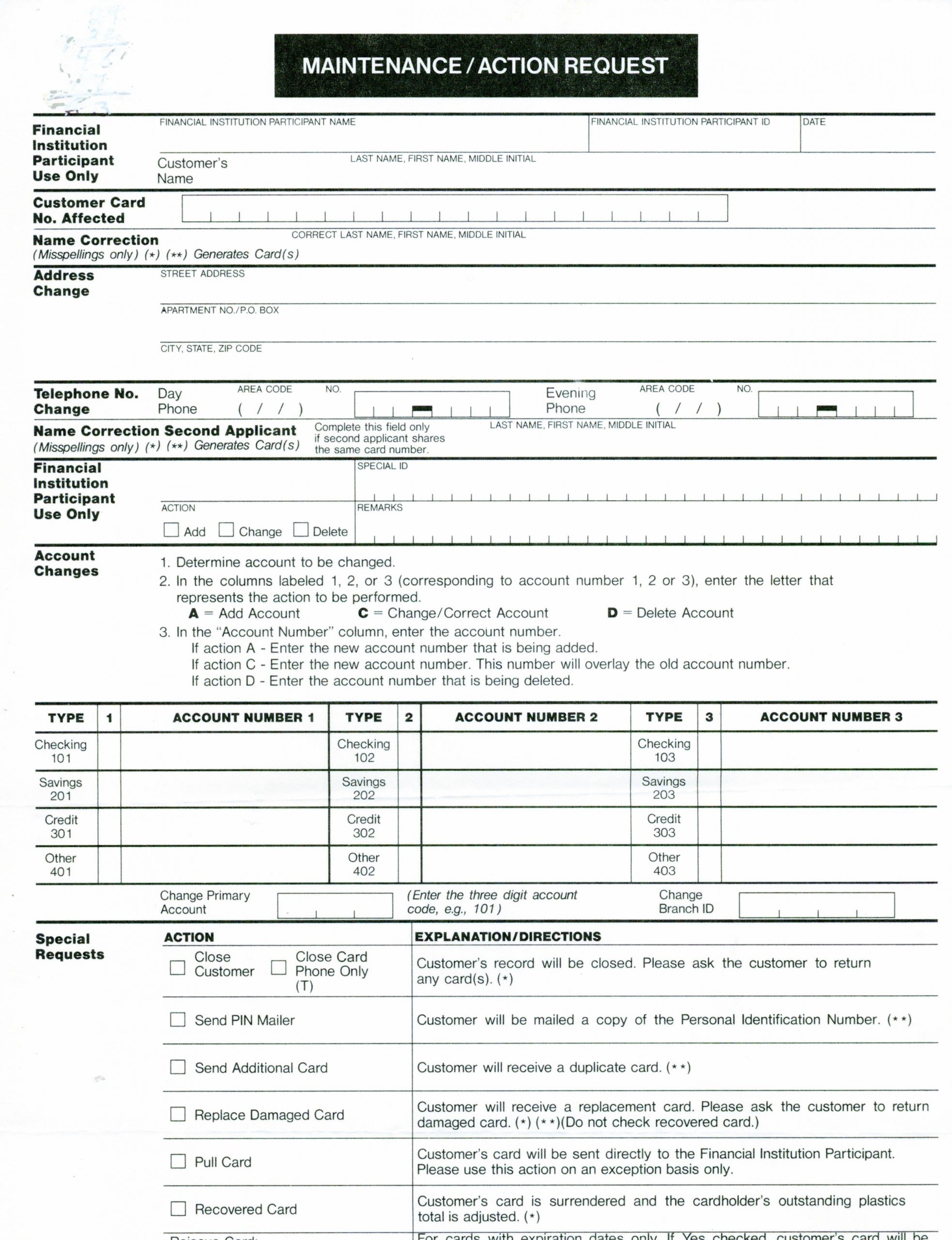 action request form action request form