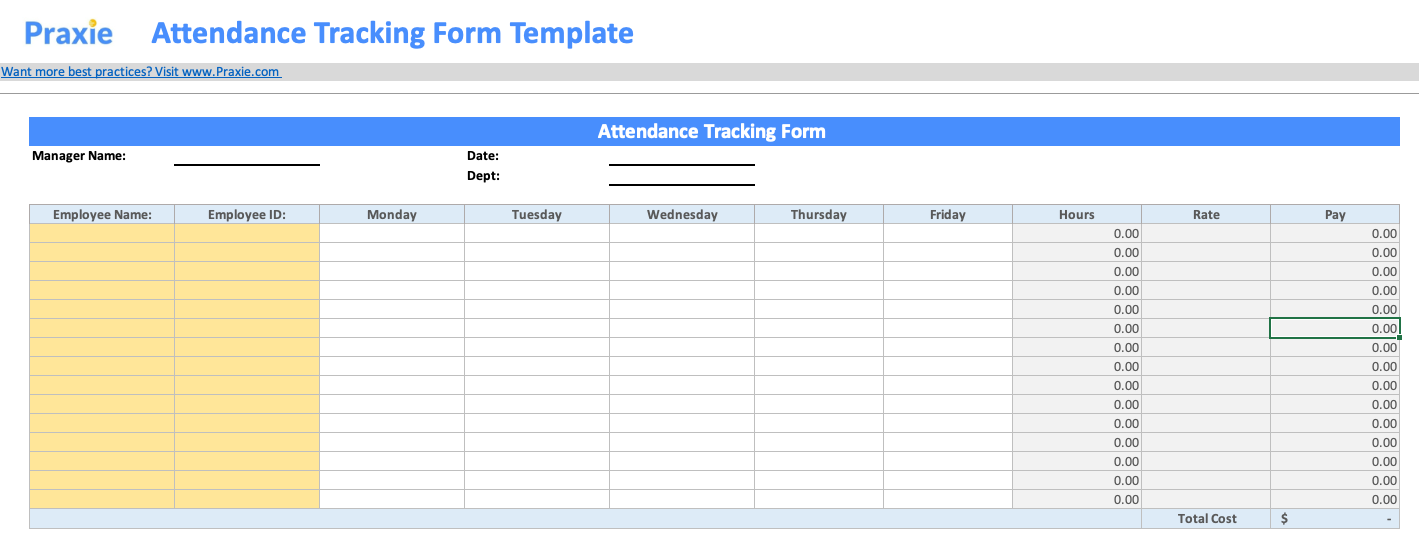 Attendance Tracking Form Human Resources Software Online Tools