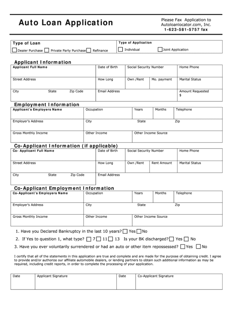 Auto Credit Application Form Fill Online Printable Fillable Blank PdfFiller