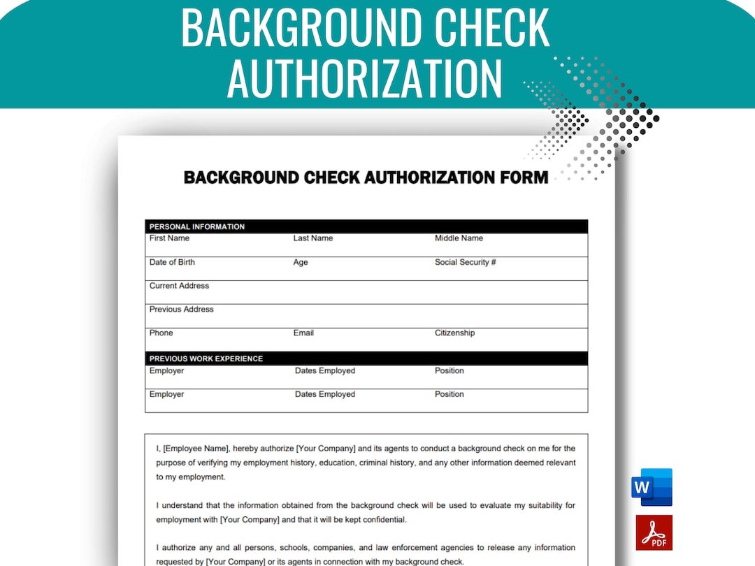 Background Check Authorization Form Employee Consent Form Employee Recruitment Employee Onboarding New Hire Paperwork Etsy