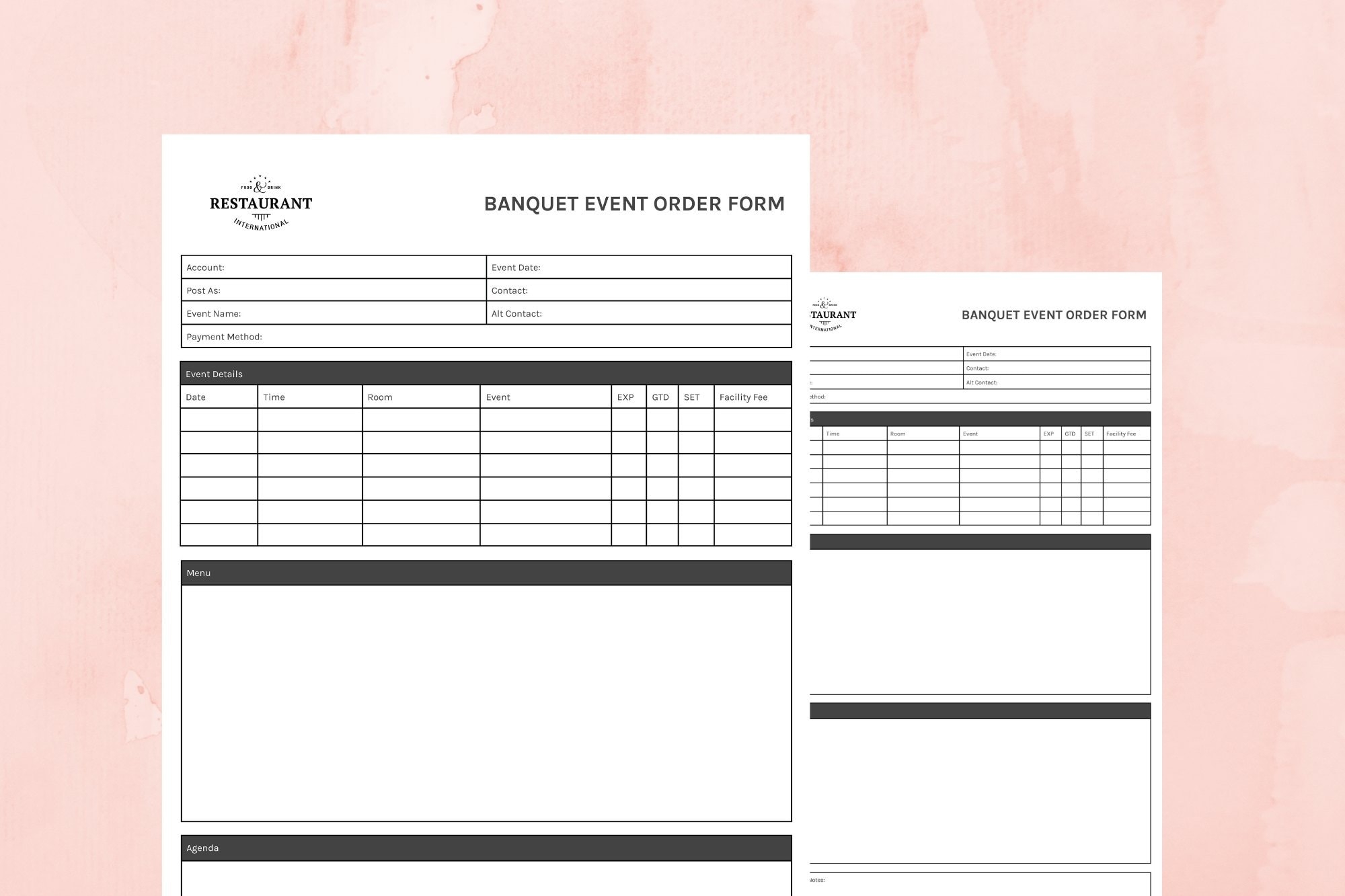 Banquet Event Order Form Order Form Template Editable Order Form Custom Order Form Instant Download Etsy Denmark