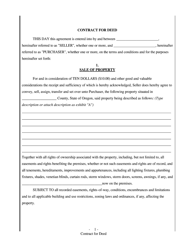 Blank Contract For Deed Form Fill Online Printable Fillable Blank PdfFiller
