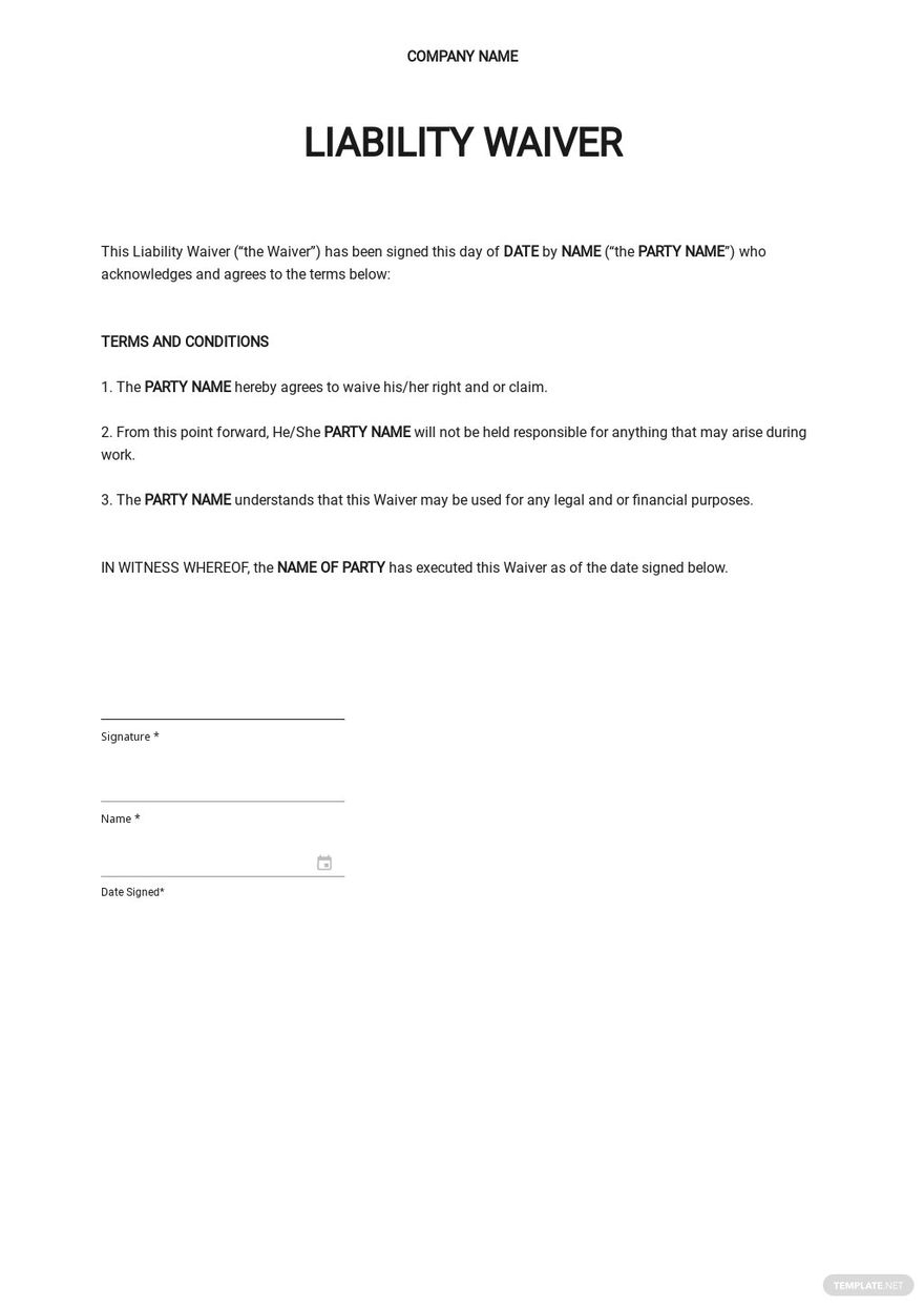 Blank Liability Waiver Template In Word Google Docs Download Template Blank Liability Waiver Template In Word Google Docs Download Template