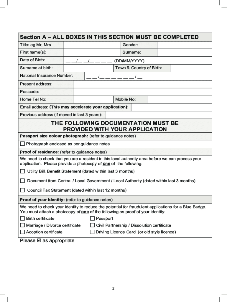 Blue Badge Parking Scheme Fill Out Sign Online DocHub