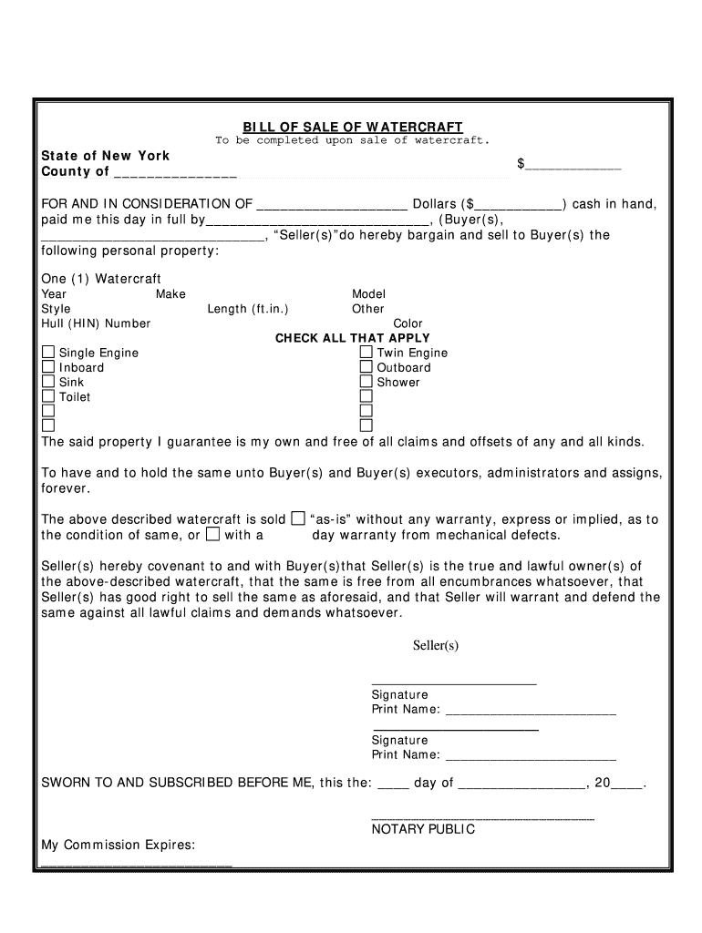 Boat Bill Of Sale Fill Out Sign Online DocHub