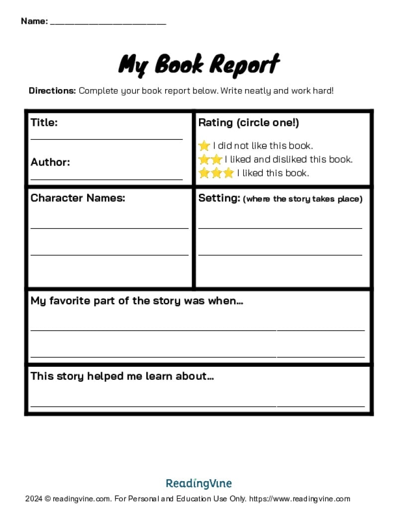 Book Report Templates For 2nd 8th Grade Book Report Templates For 2nd 8th Grade