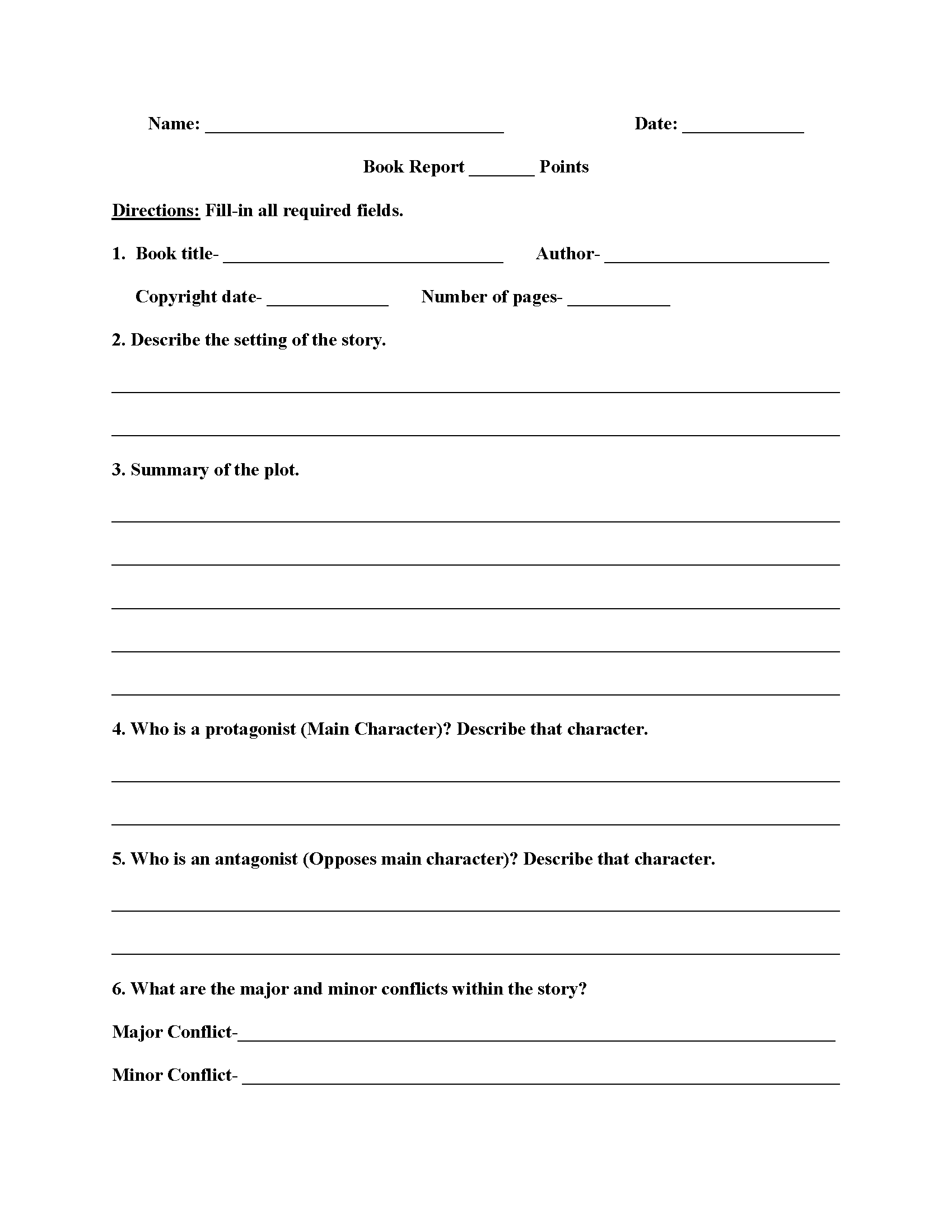 Book Report Worksheets High School Book Report Worksheets