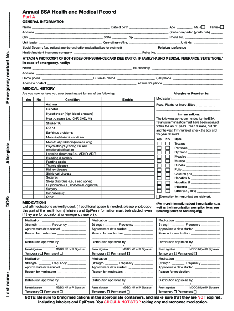 Bsa Medical Forms A B C Pdf 2023 Fill Out Sign Online DocHub