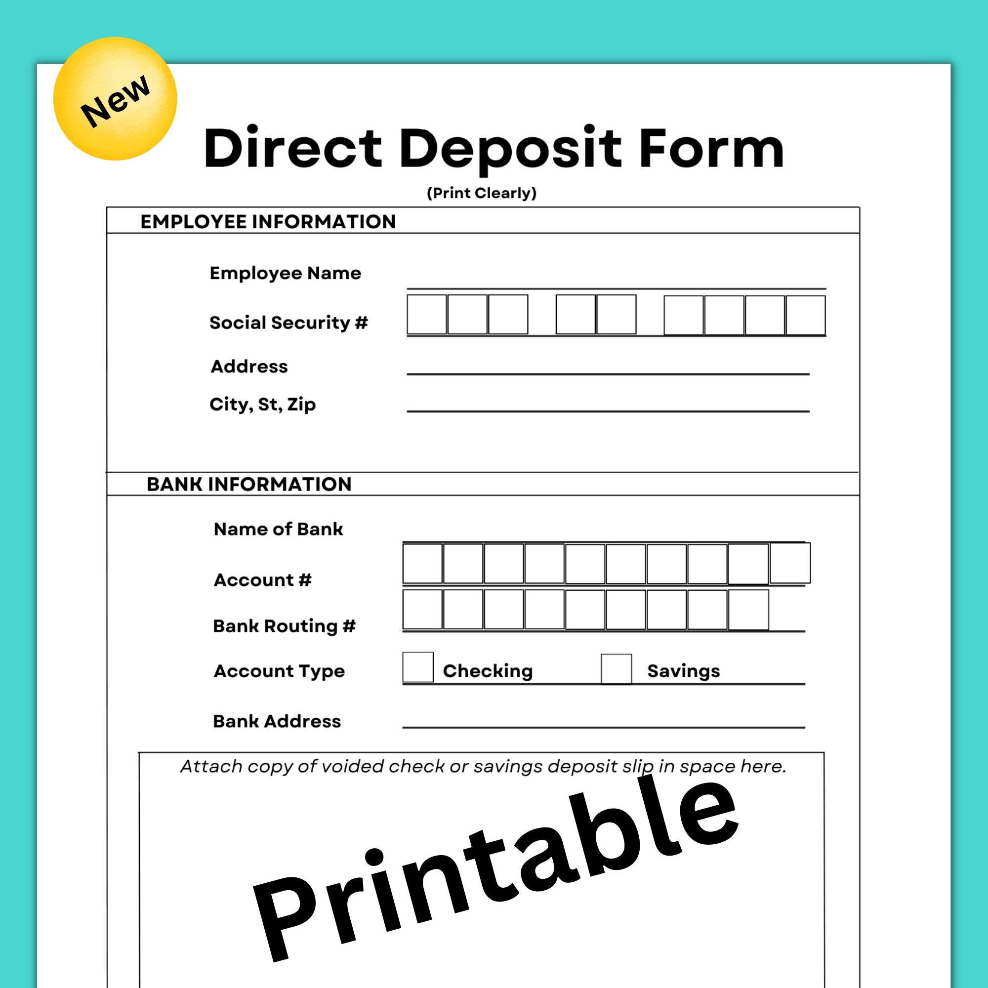 Buy Direct Deposit Form Direct Deposit Authorization Form Small Business Form Payroll Deposit Form New Hire Document Employee Onboarding Online In India Etsy