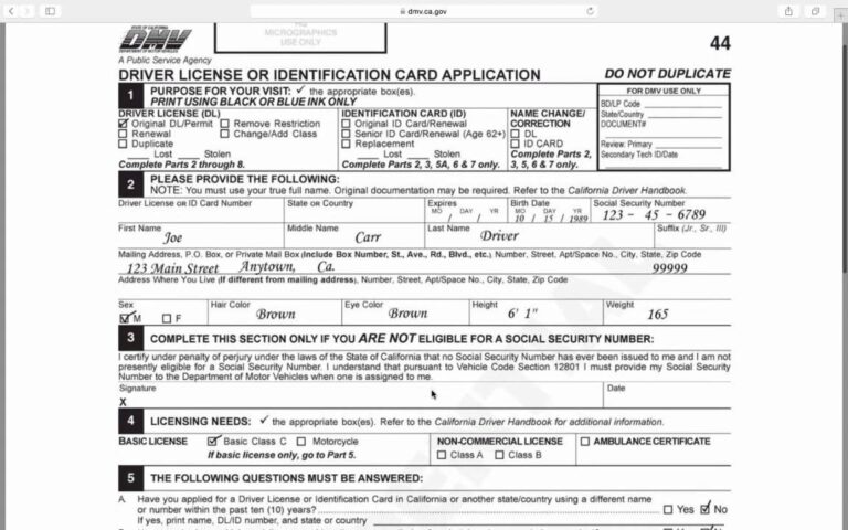 CA DMV Form DL 44 Fill Out Printable PDF Forms Online