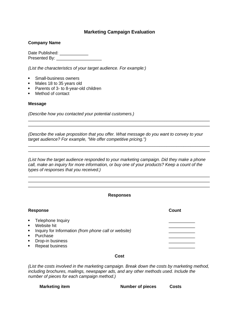 Campaign Evaluation Template Fill Out Sign Online DocHub