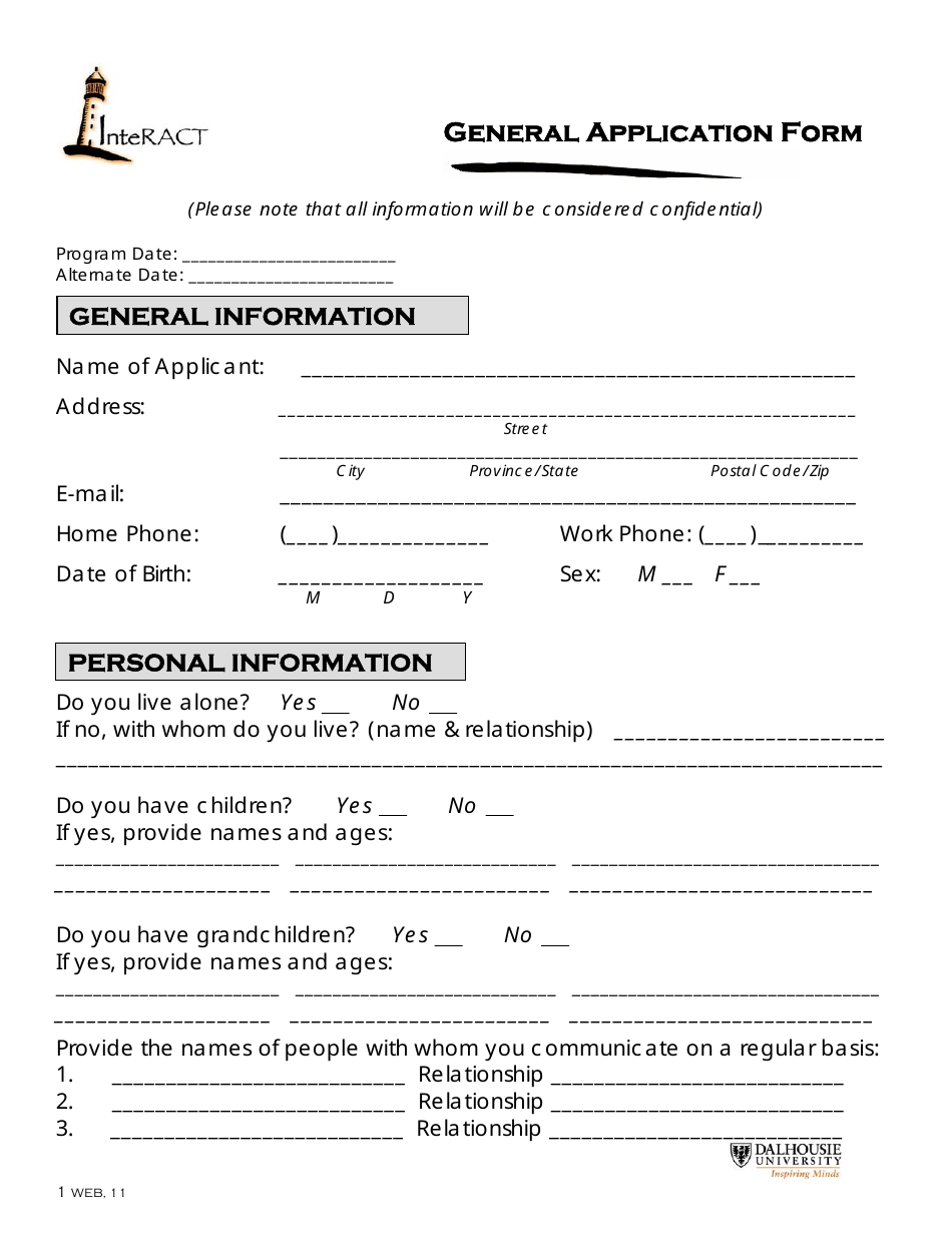 sample general application form