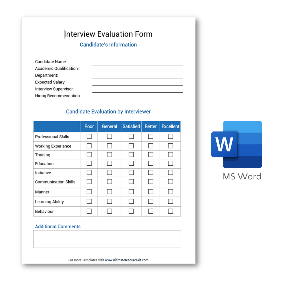Candidate Assessment Form Template High Quality Templates