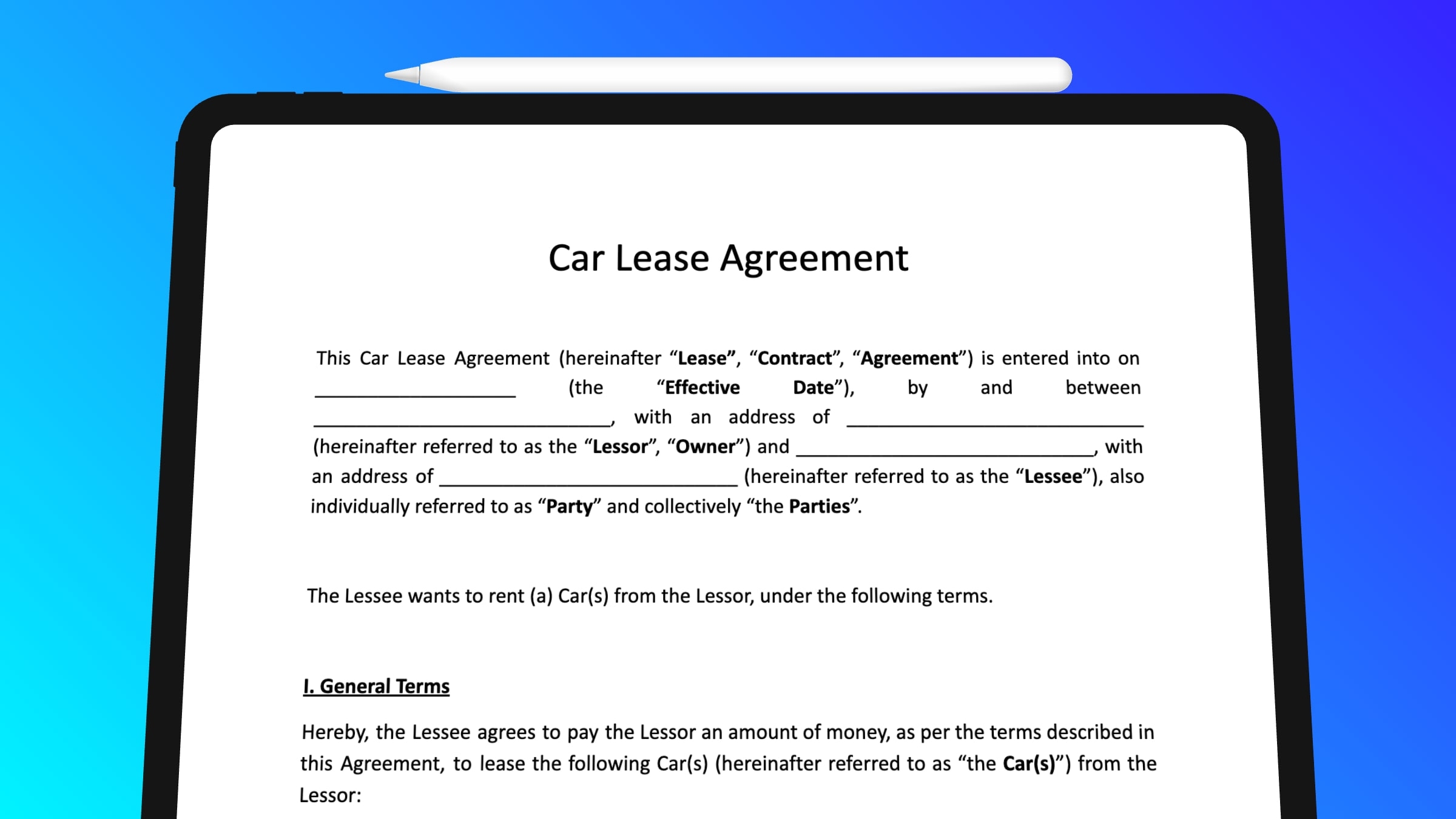 Car Lease Agreement Template 100 Free SignHouse