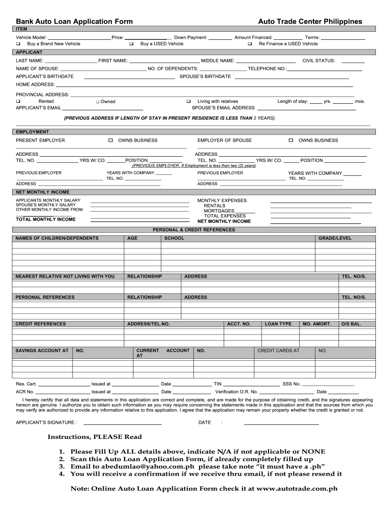 Car Loan Application Template Fill Out Sign Online DocHub