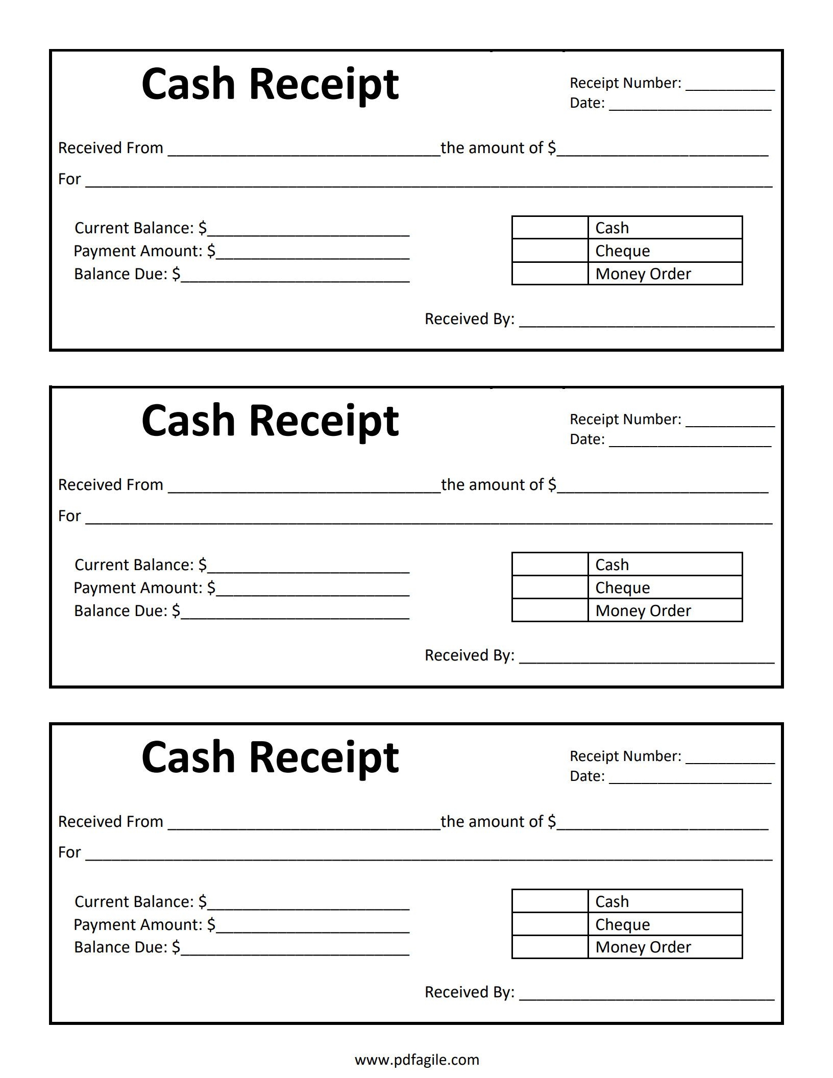 Cash Payment Receipt Template PDF Agile