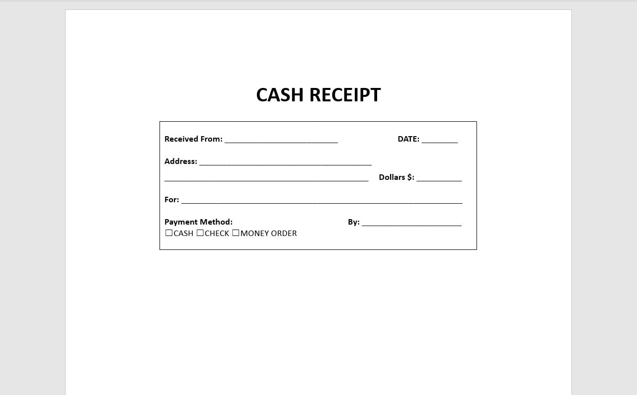 Cash Receipt Template Receipt Receipt Template Word Template Simple Template Word Template Word Receipt Simple Receipt Etsy