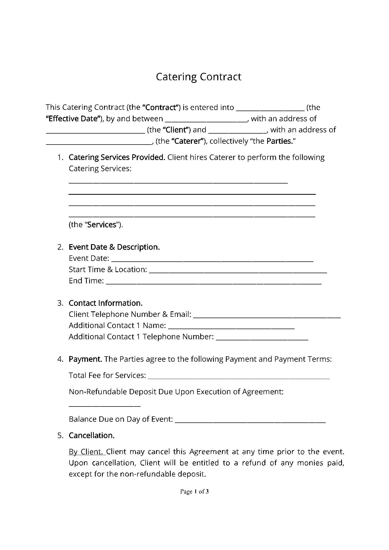 Catering Contract Template Get Free Sample CocoSign