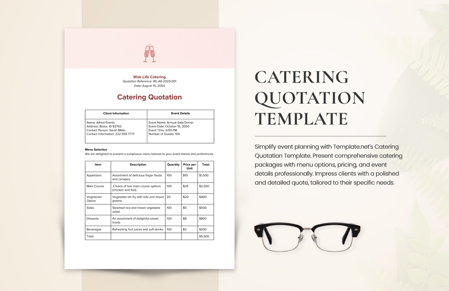 Catering Quotation Template In Google Sheets Pages Word PDF Google Docs PSD Download Template