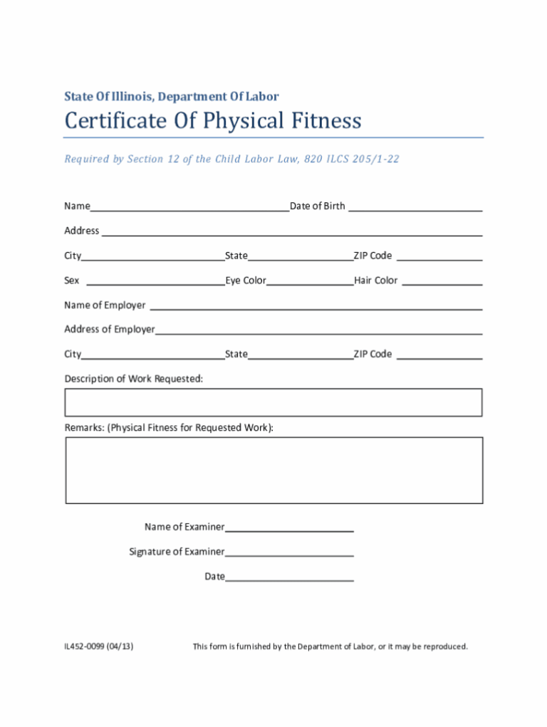 Certificate Physical Fitness Fill Out Sign Online DocHub