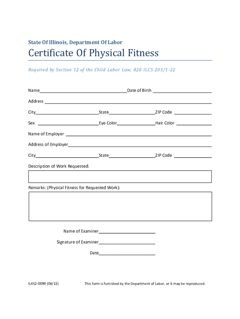 Certificate Physical Fitness Fill Out Sign Online DocHub