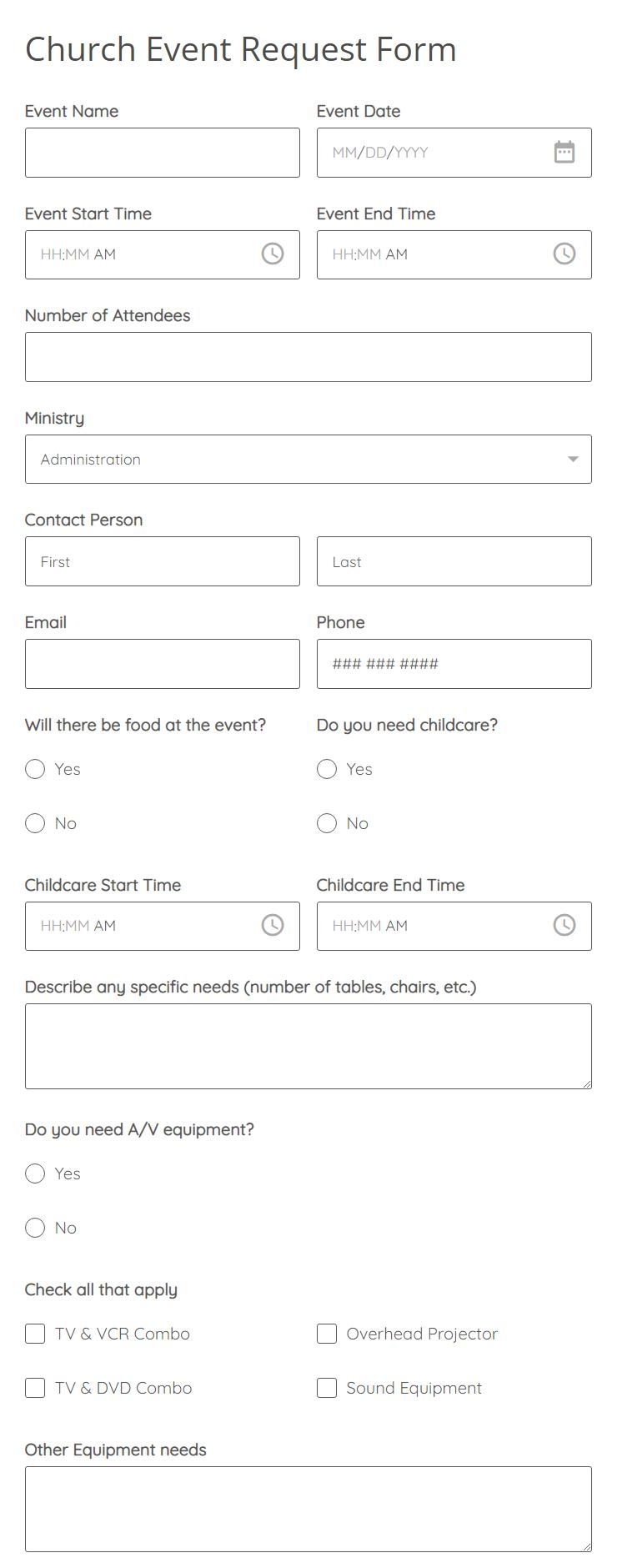 Church Event Request Form Template 123FormBuilder Church Event Request Form Template 123FormBuilder