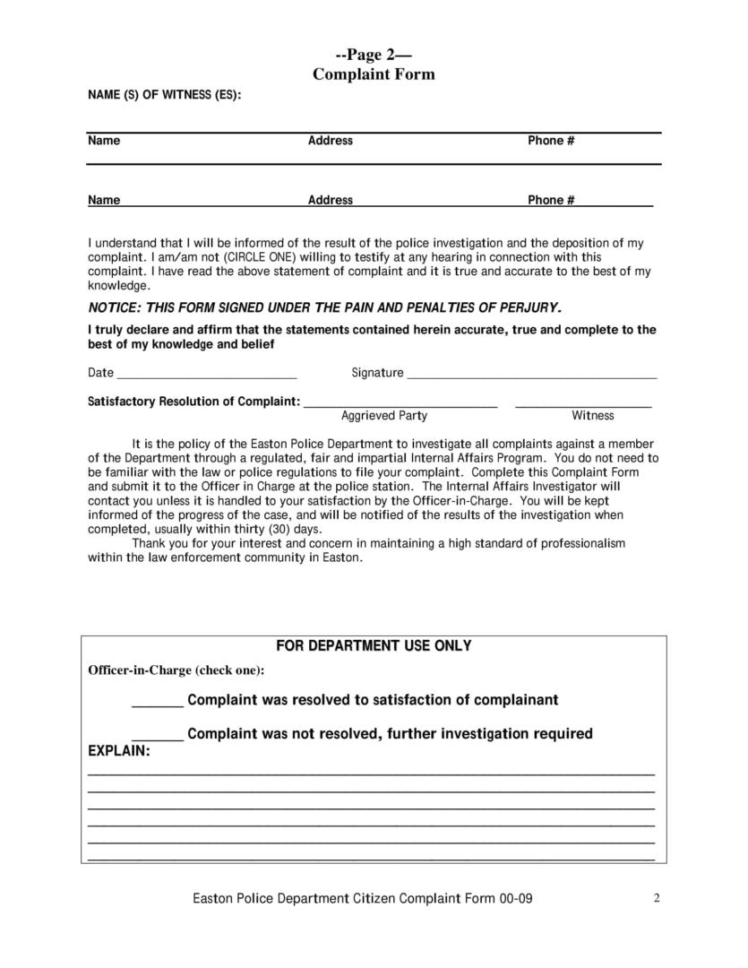 Citizen Complaint Form Citizen Complaint Form