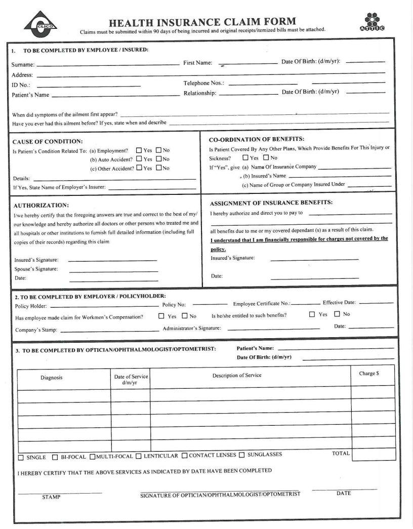 Clico Medical Claim Form Fill Out Printable PDF Forms Online
