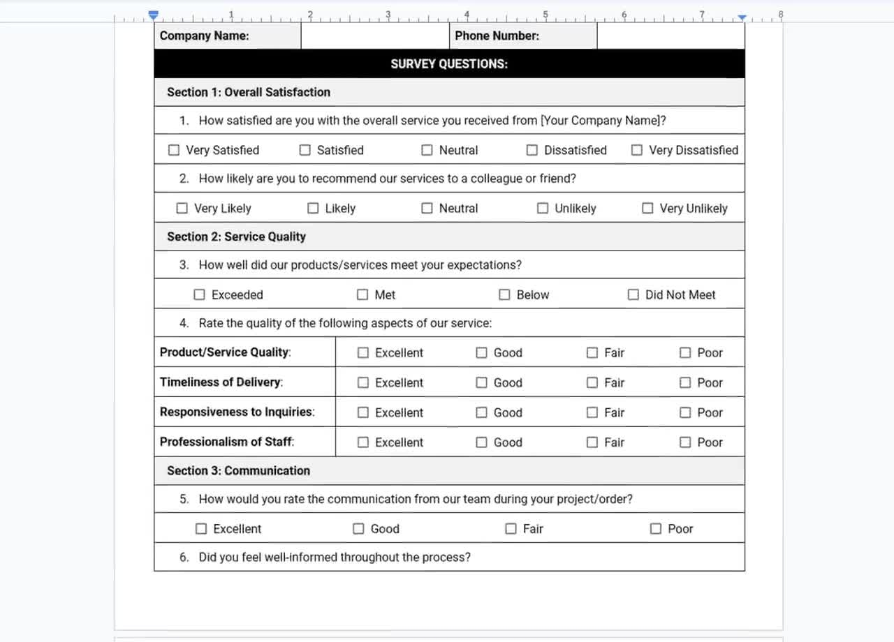 client satisfaction questionnaire form