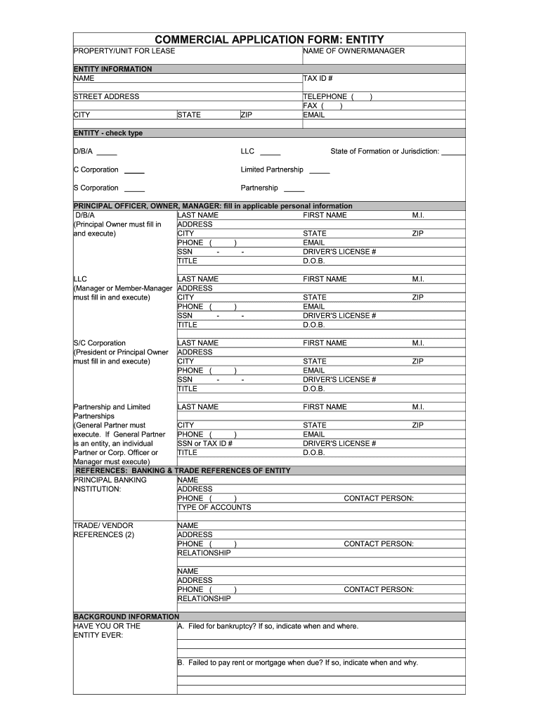 printable commercial rental application form