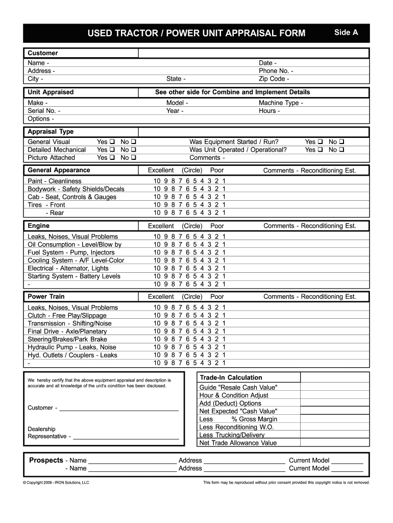 sample vehicle appraisal form