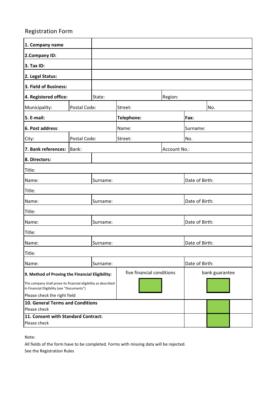Company Registration Form Fill Out Sign Online And Download PDF Templateroller