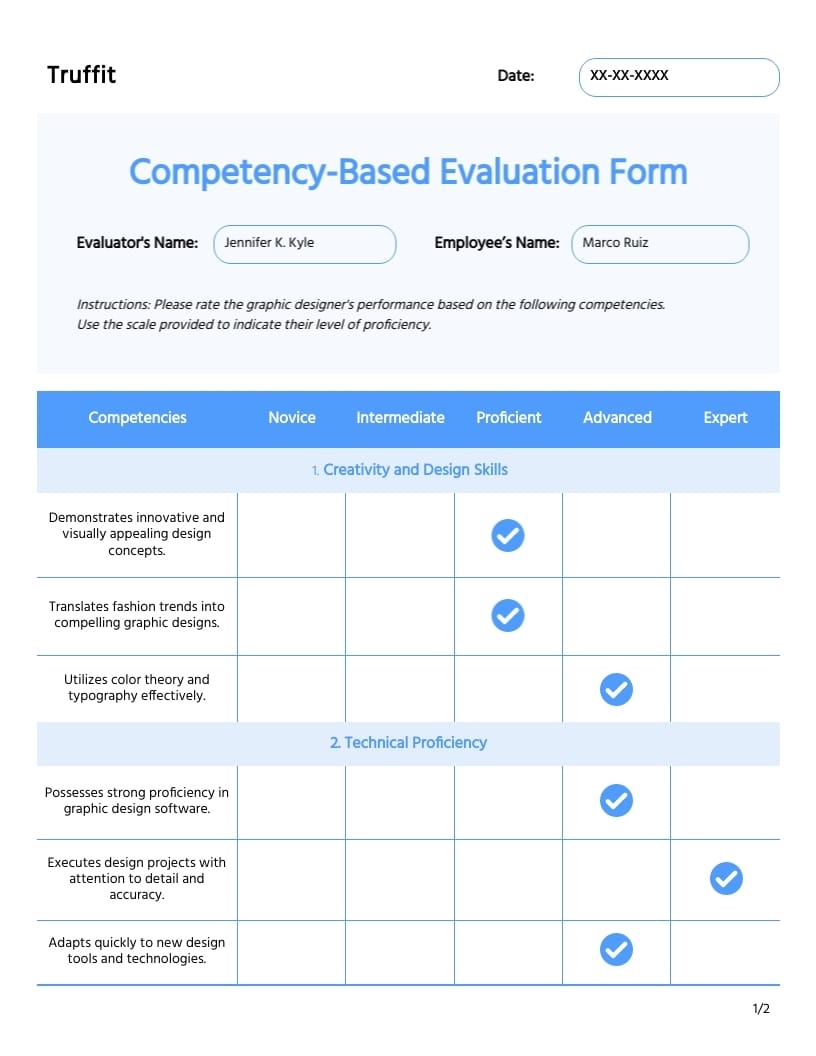 Competency Based Evaluation Form Template Visme