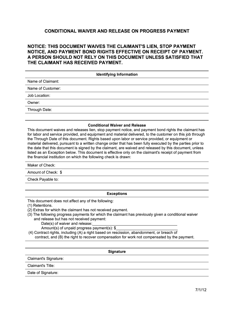Conditional Waiver And Release On Final Payment Pdf Fill Out Sign Online DocHub