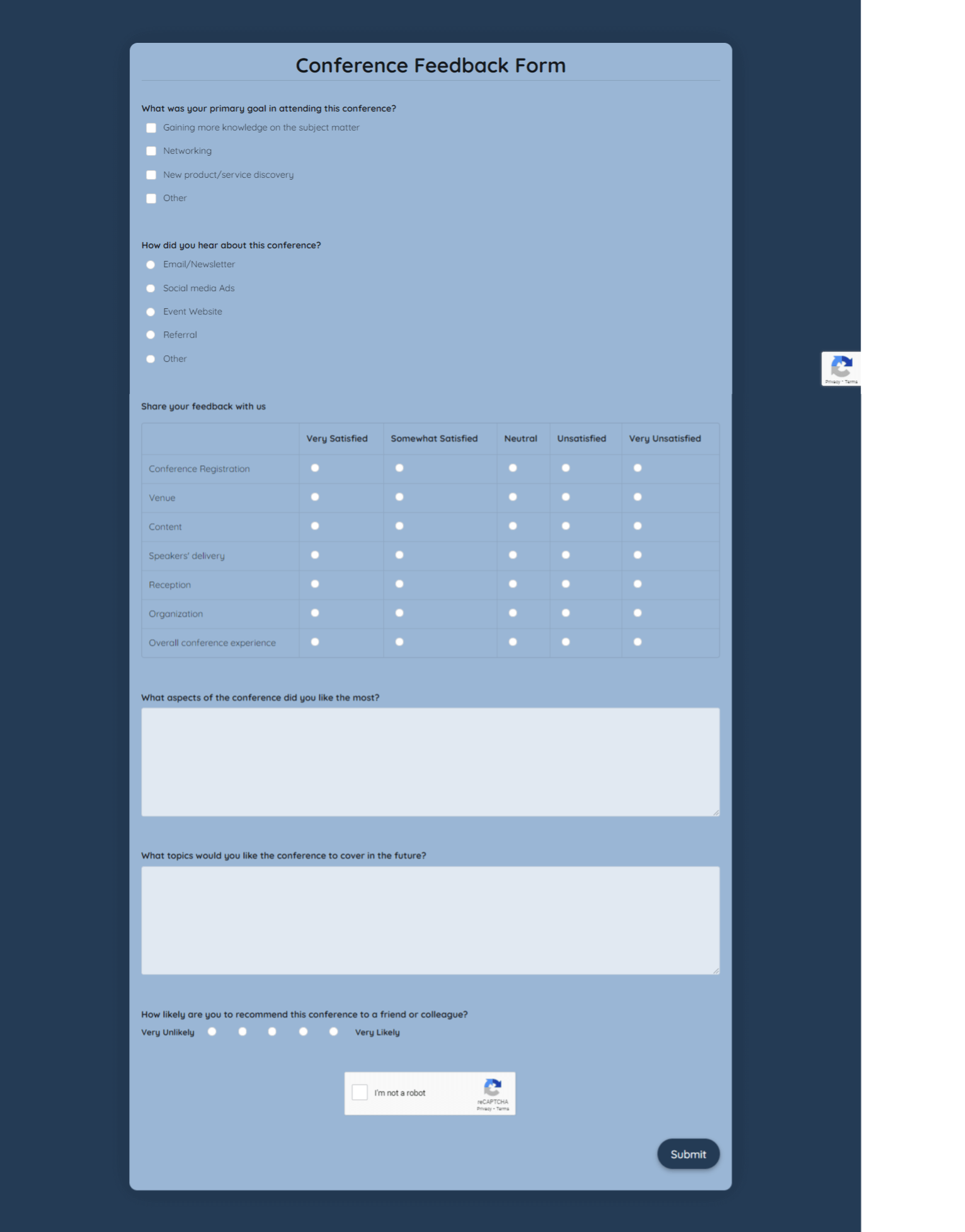 Conference Feedback Form Template Formplus