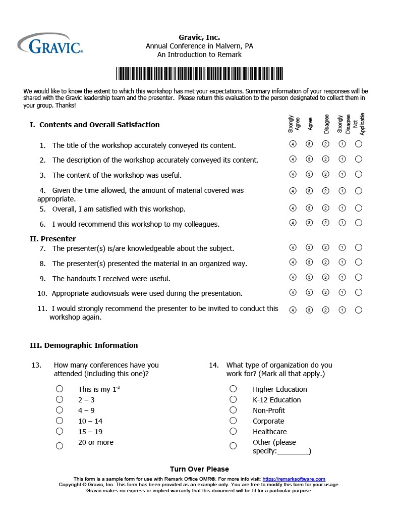 Conference Session Evaluation Form Remark Software