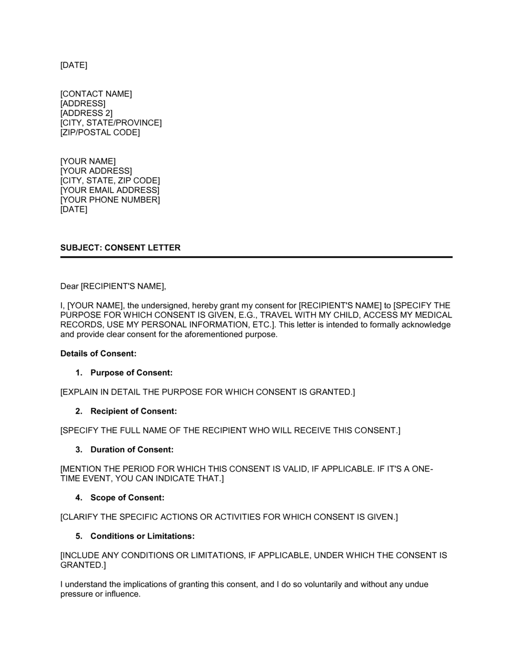 Consent Letter Template