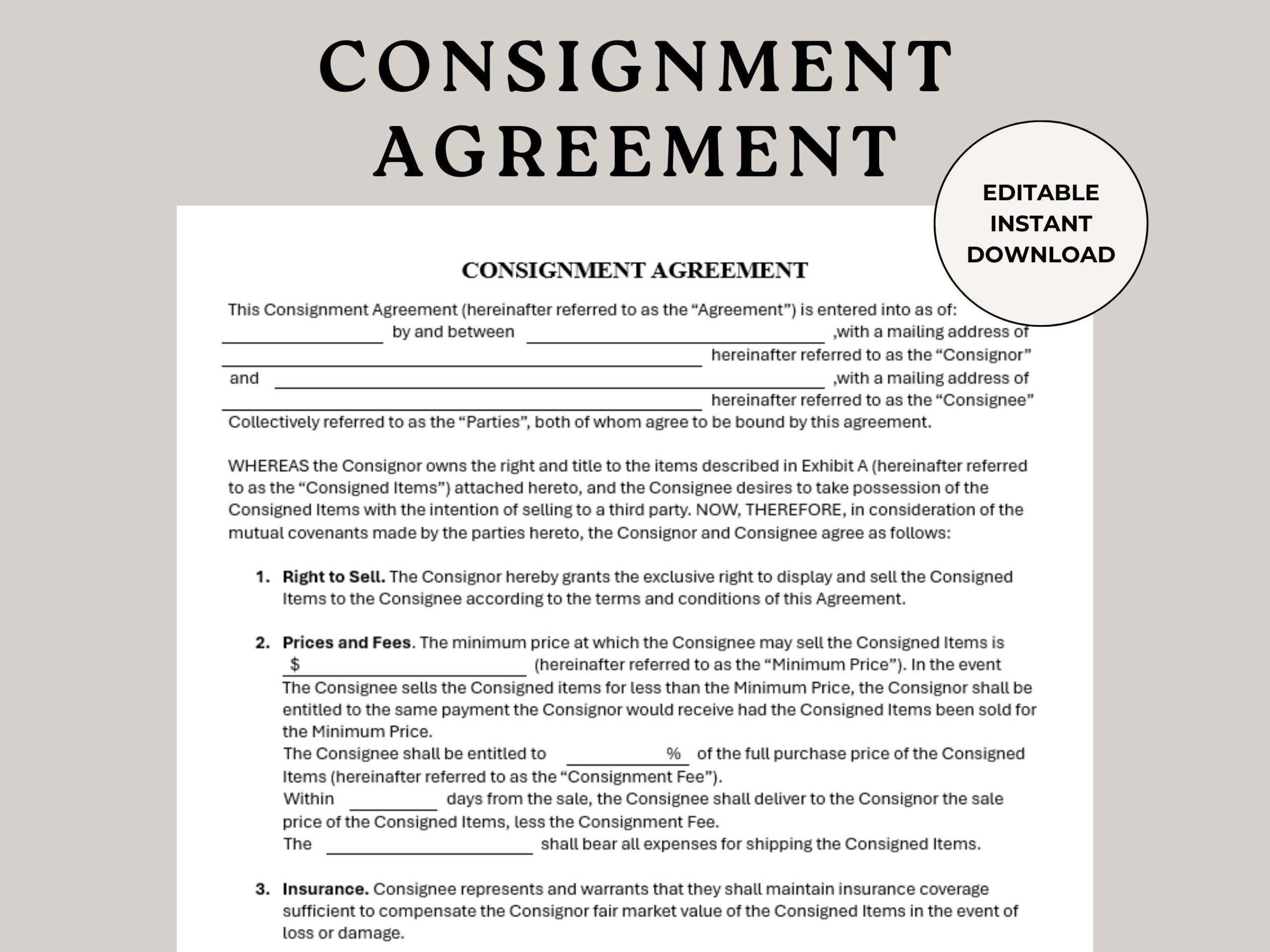 consignment agreement form