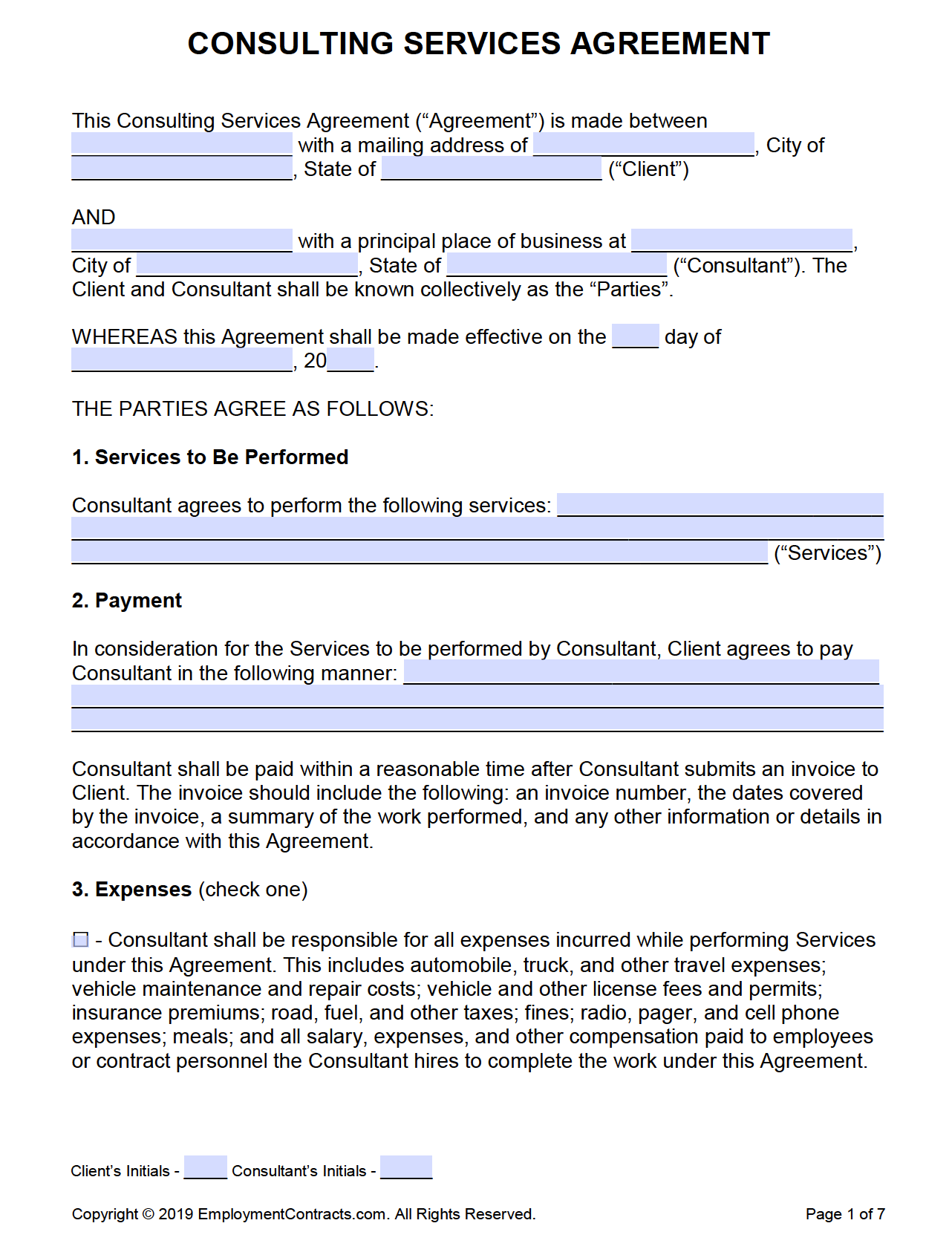 Consulting Service Agreement Template PDF Word