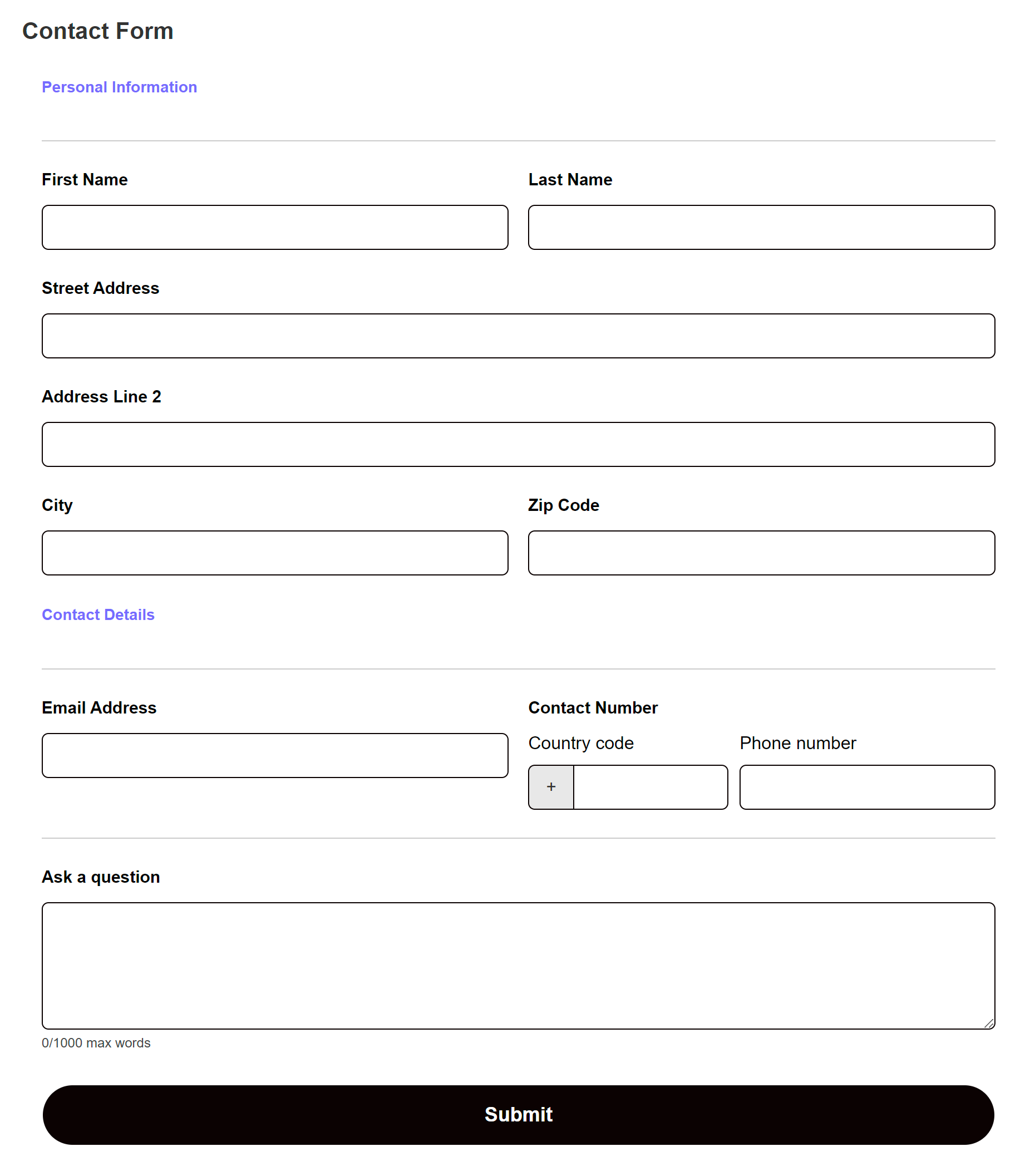 Contact Form Template Happyforms