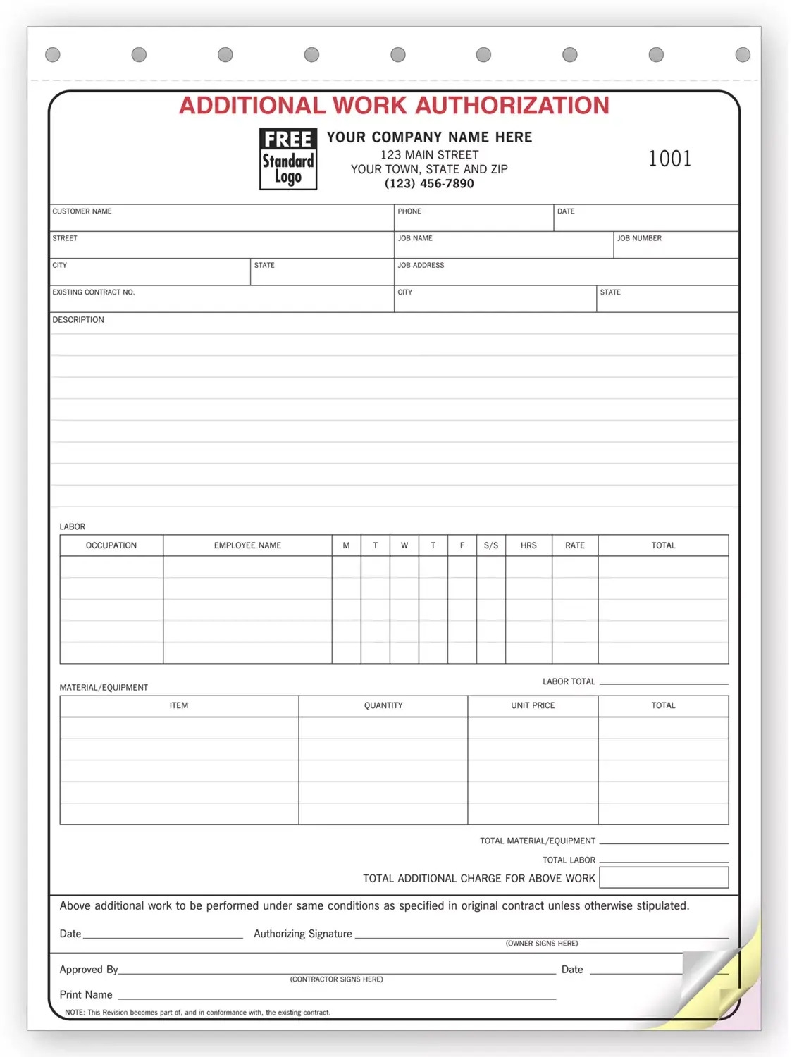 Contractor Forms Additional Work Authorizations Contractor Forms Additional Work Authorizations