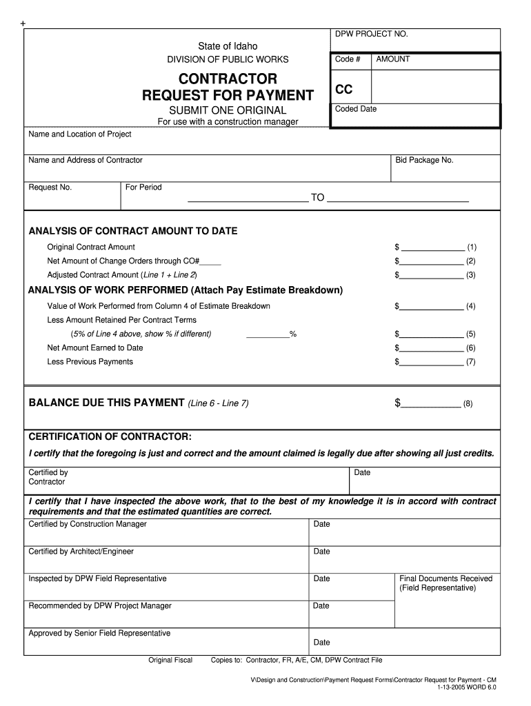 Contractor Payment Form Fill Out Sign Online DocHub