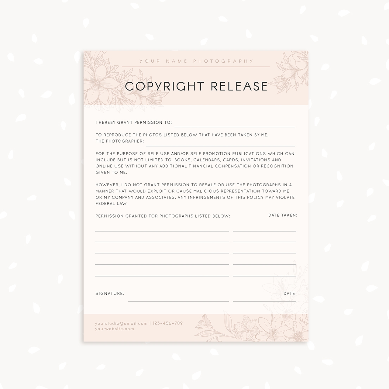 Copyright Release Form Template Strawberry Kit
