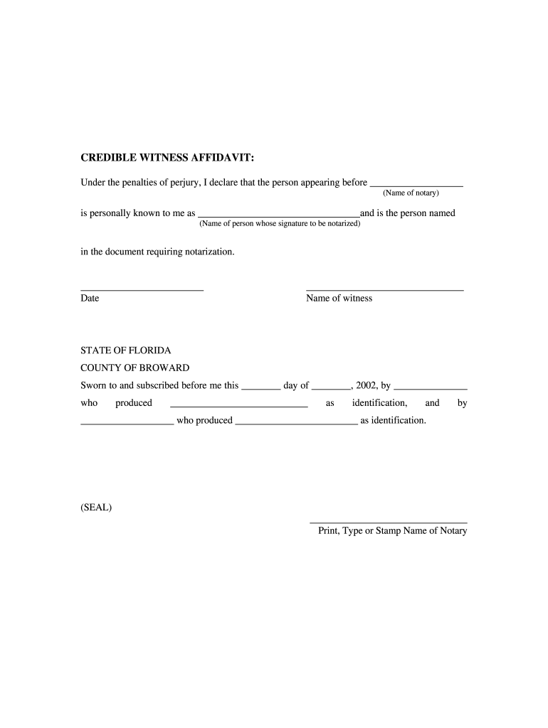 Credible Witness Affidavit Pdf Fill Out Sign Online DocHub