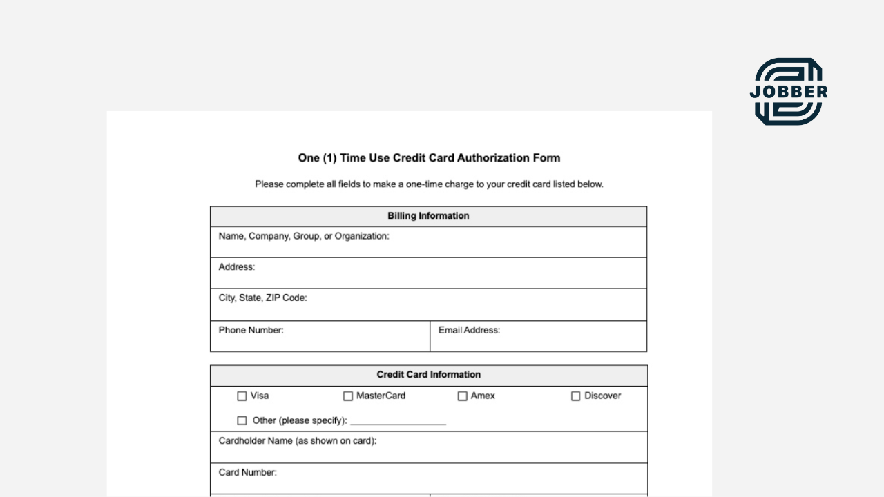Credit Card Authorization Form Template For Service Businesses 