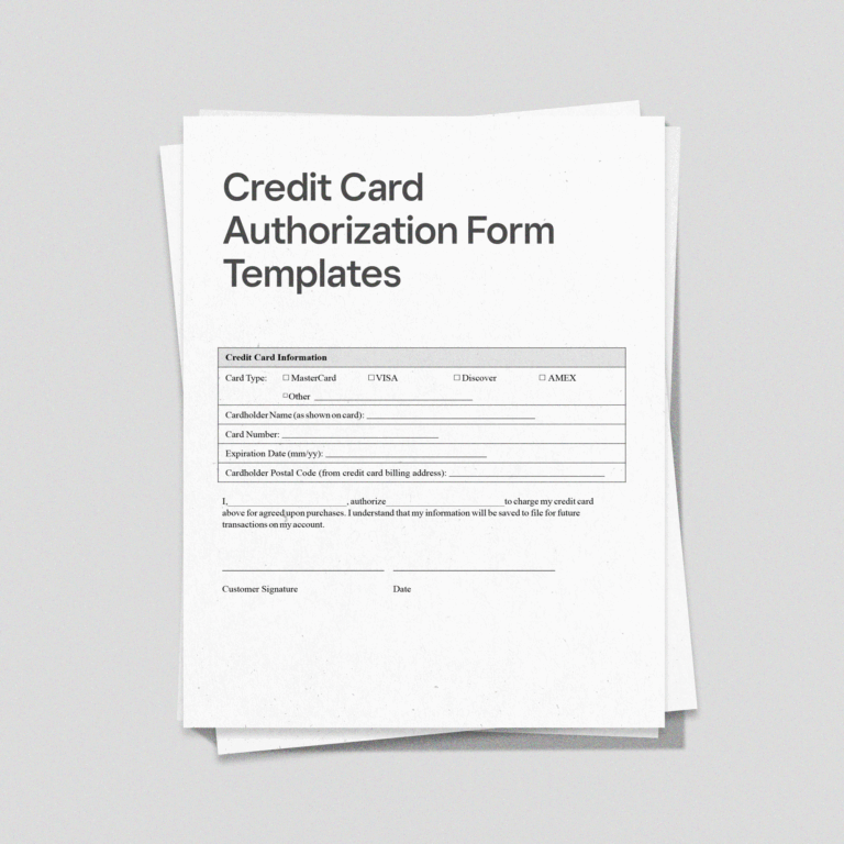 Credit Card Authorization Form Templates PDF Square